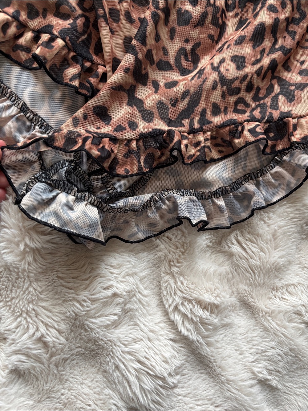 Leopard Ruffle Trim Pajama Shorts - Picture 3 of 3